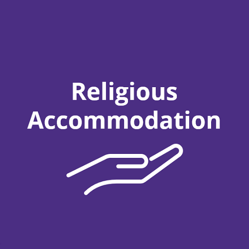 A hand icon and text "religious accommodation"